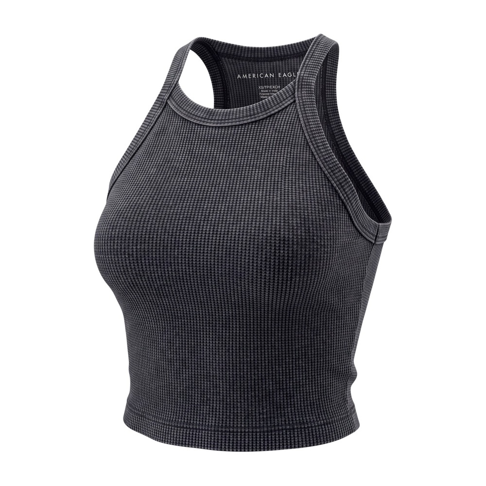 American Eagle Waffle Knit‎ Tank Top Women XS Charcoal Grey Excellent Racerback
